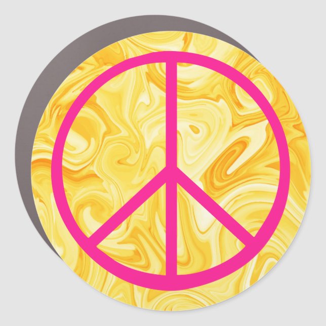 Peace Sign Pink Groovy Paint Yellow Colorful Fun (Front)