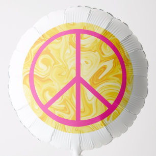 Peace Sign Pink Groovy Yellow Paint Art Colorful Balloon