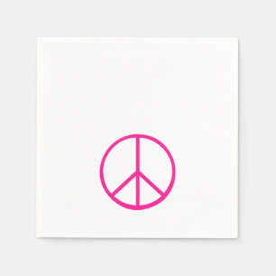 Peace Sign Pink Modern Retro Groovy Napkins