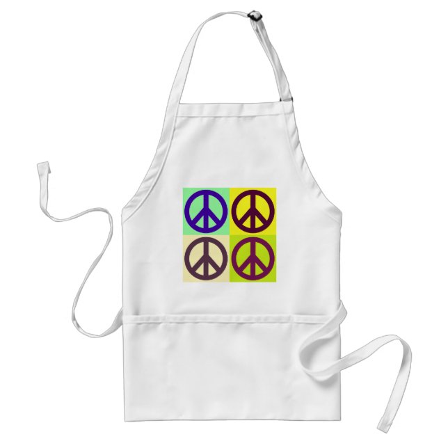 Peace Sign Pop Art Adult Apron (Front)