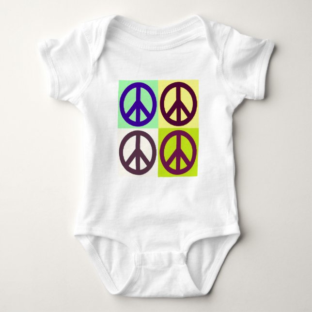 Peace Sign Pop Art Baby Bodysuit (Front)