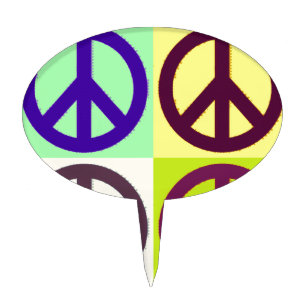 Peace Sign Pop Art Cake Topper