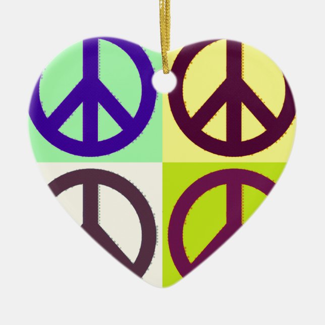 Peace Sign Pop Art Ceramic Ornament (Front)