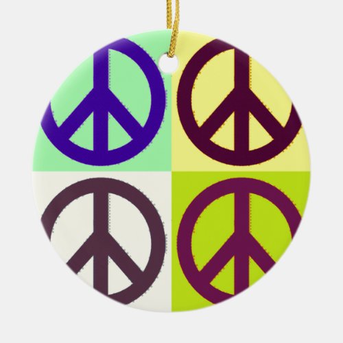 Peace Sign Pop Art Ceramic Ornament