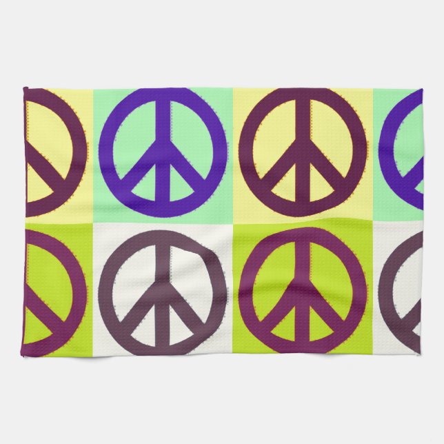 Peace Sign Pop Art Kitchen Towel (Horizontal)