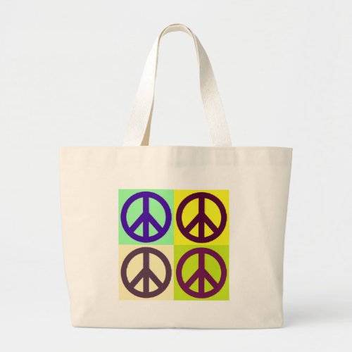 Peace Sign Pop Art Large Tote Bag