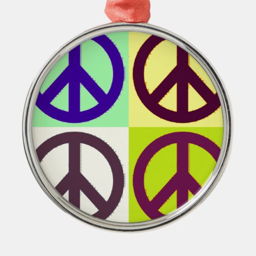Peace Sign Pop Art Metal Ornament