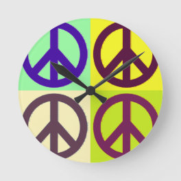 Peace Sign Pop Art Round Clock