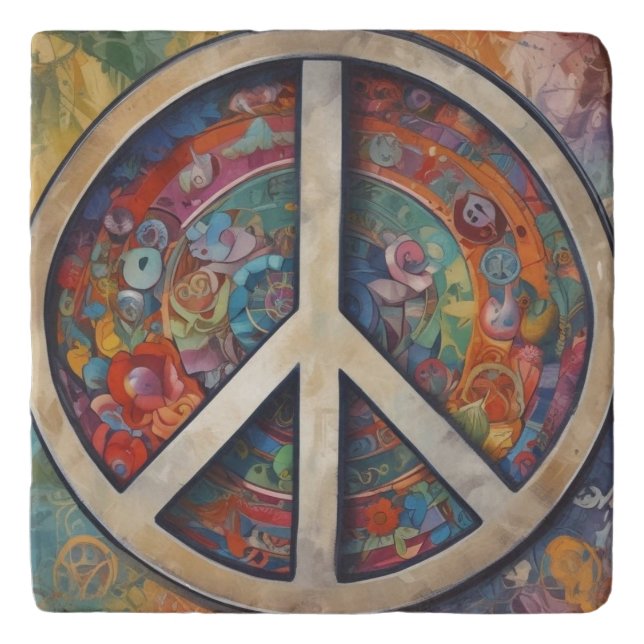 Peace Sign Pop Art Trivet (Front)