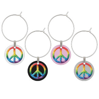 Peace Sign Pride Wine Charm Set