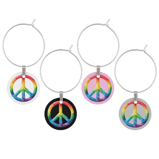 Peace Sign Pride Wine Charm Set (Staggered)