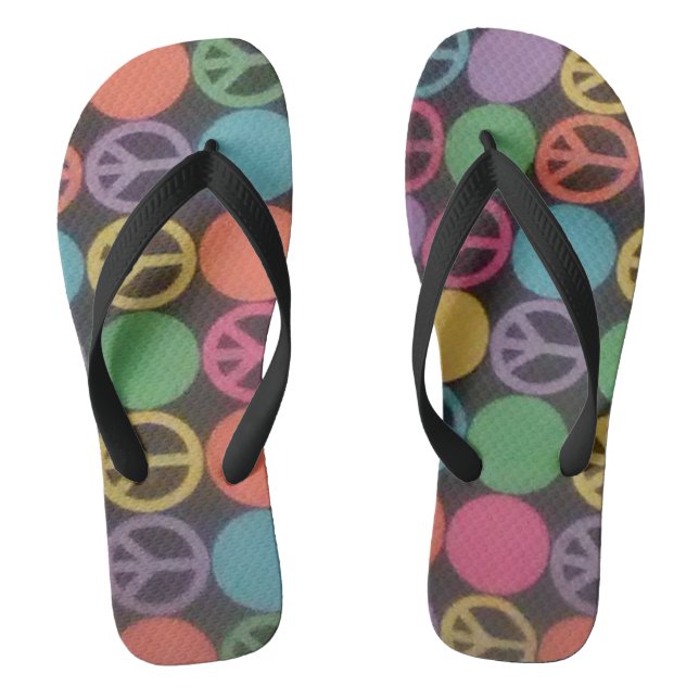 Peace Sign Print Flip Flops (Footbed)