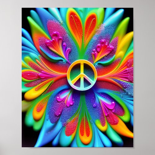 Peace Sign Psychedelic Boho Retro Art