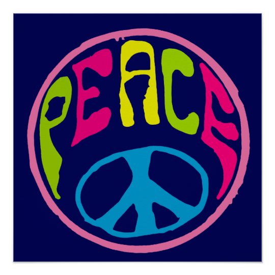 Peace Sign Psychedelic Hippie Print Muay Thai Boxing Shorts