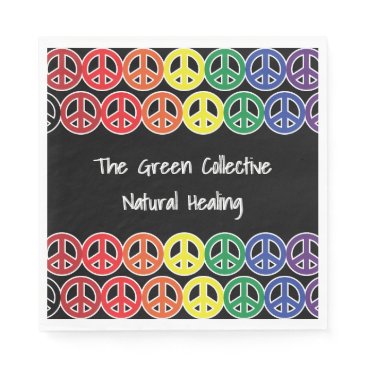 Peace Sign Rainbow Color Business Promo Text Napkin Peace Sign Rainbow Color Business Promo Text Napkin