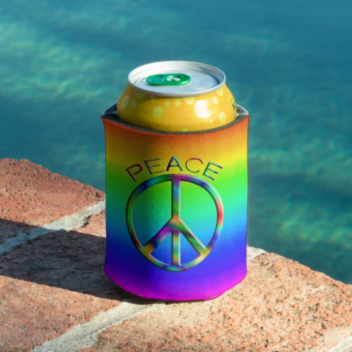 Peace Sign Rainbow Hippie  Can Cooler