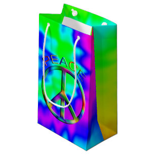 Peace Sign Rainbow Hippie Gift Bag Small