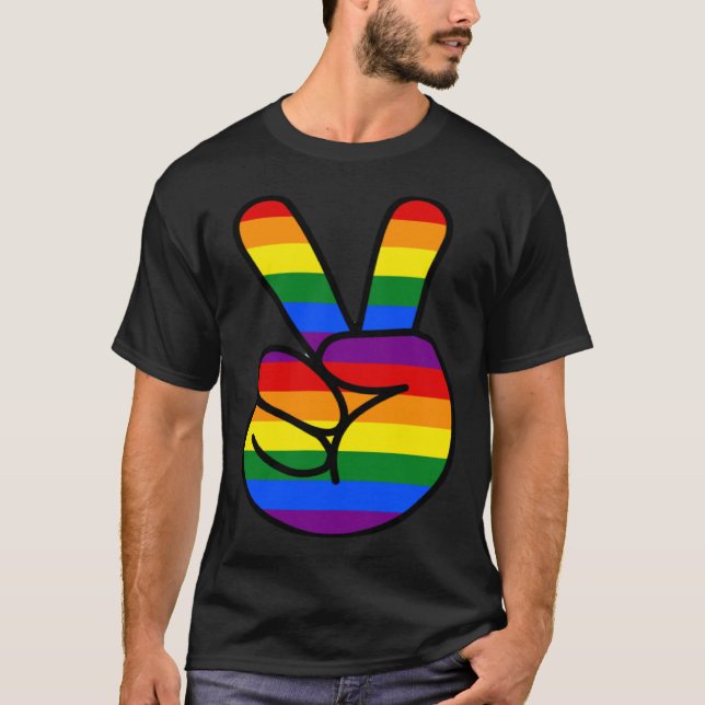 Peace Sign Rainbow Hippie Love T-Shirt (Front)