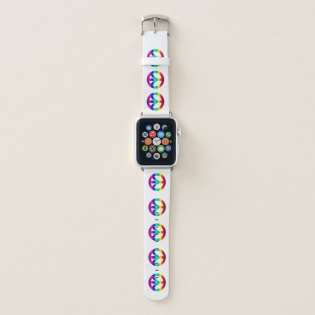 Peace Sign Rainbow in Hippie Brights Apple Watch Band Zazzle