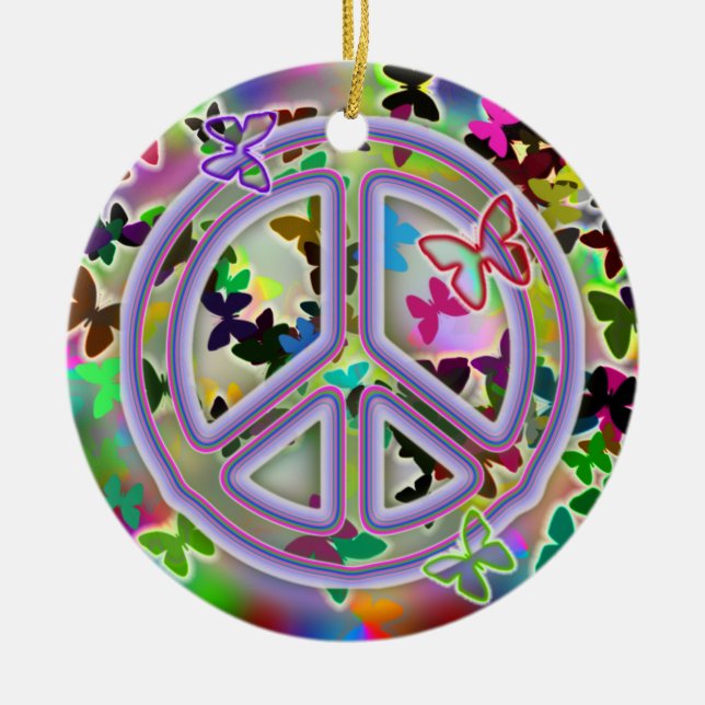 Peace Sign & Rainbow Squiral Ornament (Front)