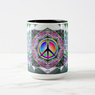Peace Sign Rainbow Two-Tone Coffee Mug