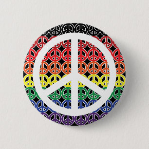 Peace Sign Rainbow with Large Peace Sign Pinback Button