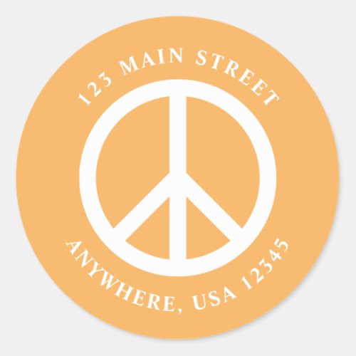 Peace Sign Retro Address Label