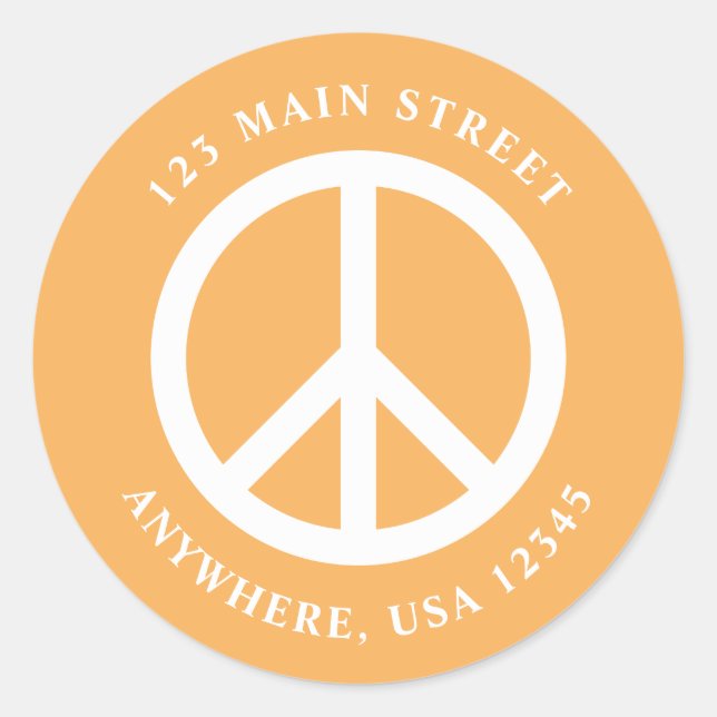 Peace Sign Retro Address Label (Front)