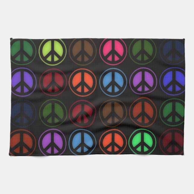 Peace Sign Retro Hippy Love Kitchen Towel (Horizontal)