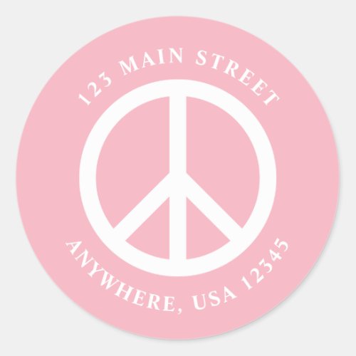 Peace Sign Retro Pink Address Label