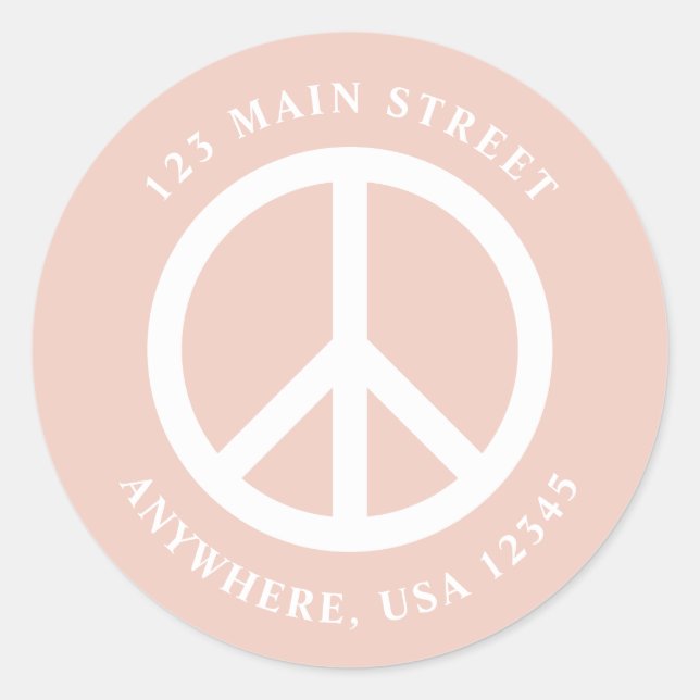peace sign retro pink boho return address label (Front)
