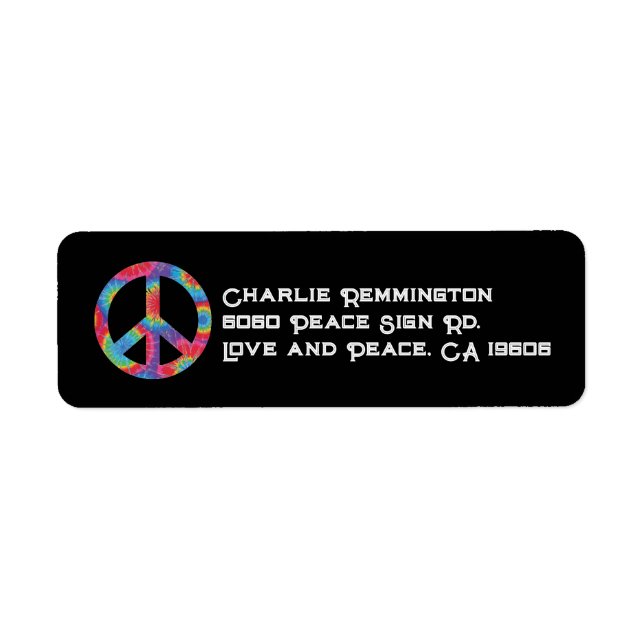 Peace Sign Return Address Labels Rainbow Hippy  (Front)