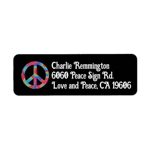 Peace Sign Return Address Labels Rainbow Hippy 