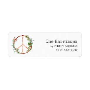 Peace Sign Rustic Christmas Label