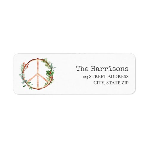 Peace Sign Rustic Christmas Label