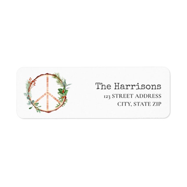 Peace Sign Rustic Christmas Label (Front)