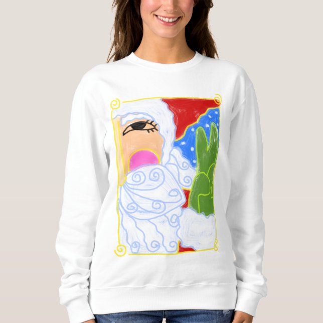 Peace Sign Santa Abstract Art Sweatshirt (Front)