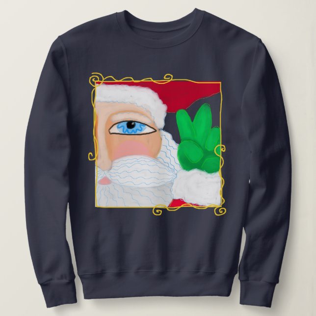 Peace Sign Santa Abstract Art to Wear Sweatshirt (Design Front)