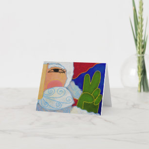 Peace Sign Santa Claus Abstract Art Card