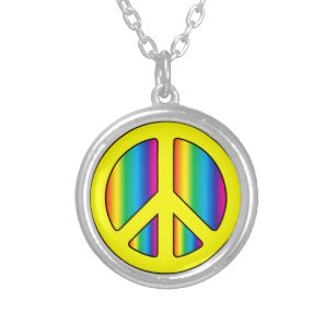 Peace Sign Silver Plated Necklace