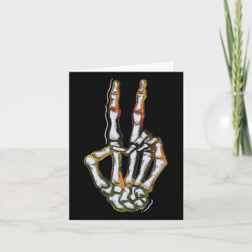 Peace Sign Skeleton Hand Spooky Halloween Skeleton Card