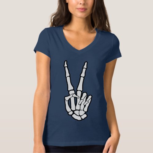 Peace Sign Skeleton Hand T_Shirt