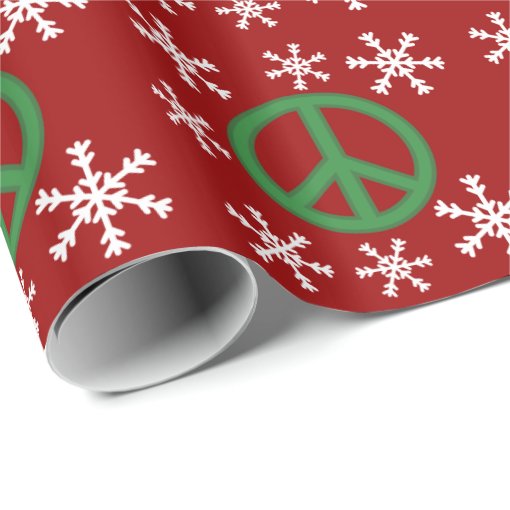 Peace Sign Snowflake Christmas Wrapping Paper | Zazzle