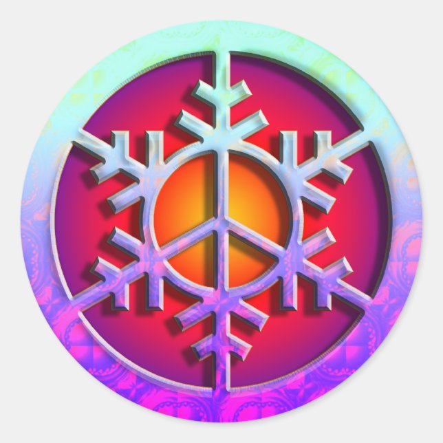 Peace Sign Snowflake Classic Round Sticker (Front)