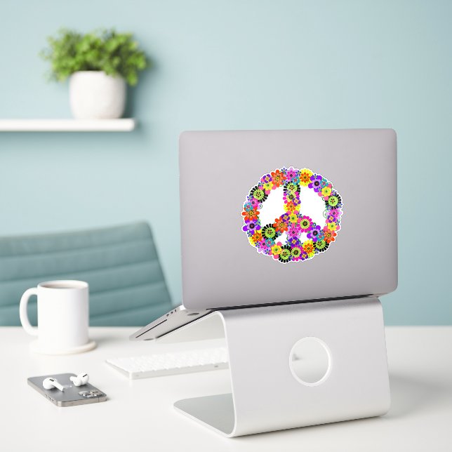 Peace Sign  Sticker (Laptop On Desk)