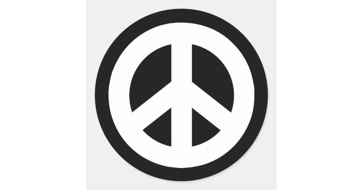 Peace Sign Sticker - White on Black | Zazzle