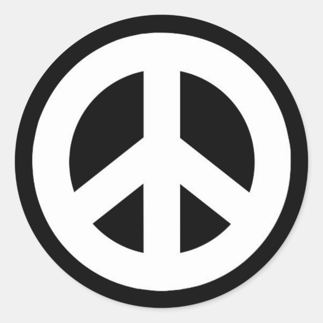 Peace Sign Sticker - White on Black (Front)