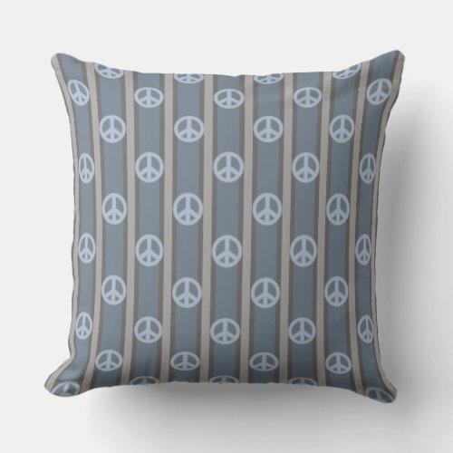 Peace Sign Striped Throw Pillow