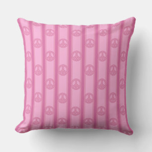 Peace Sign Striped Throw Pillow