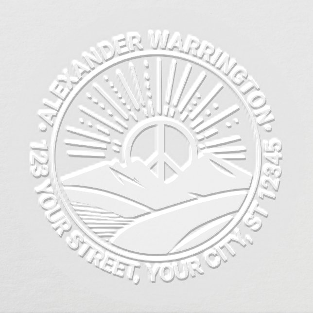 Peace Sign Sunrise Mountains Name Address Embosser (Design)